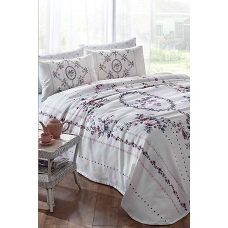 Taç Baskılı Tek Kişilik Pike Takımı - Martha Pembe