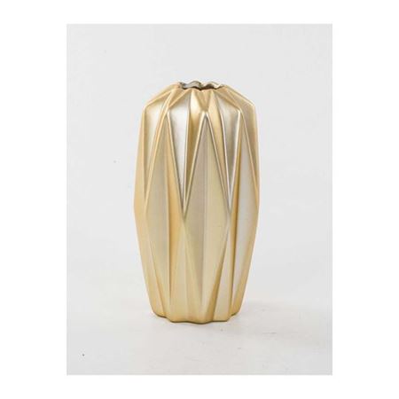 Kabartma Desenli Seramik Vazo (Dore) 9,5X17,5 Cm