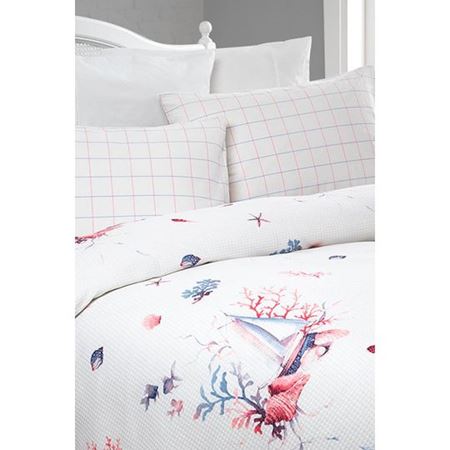 Sea Pearl Baskılı Tek Kişilik Pike Takımı 150X220 Cm Mavi