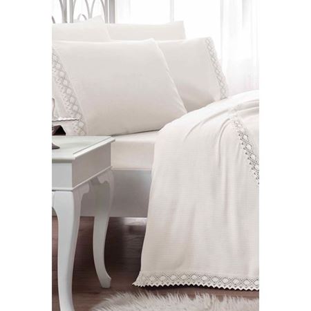 Taç Kopenakili Frozen Çift Kişilk Pike Takımı - Krem