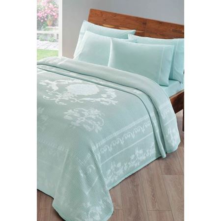 Taç Jakarlı Comfort Çift Kişilik Pike Takımı - Helena Su Yeşili