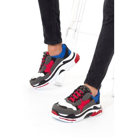 Gri Kırmızı Saks Erkek Sneaker