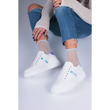 Beyaz Lame Kadın Spor Ayakkabı