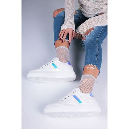 Beyaz Lame Kadın Spor Ayakkabı