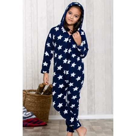 Kız Çocuk Lacivert Yıldız Baskılı Tulum