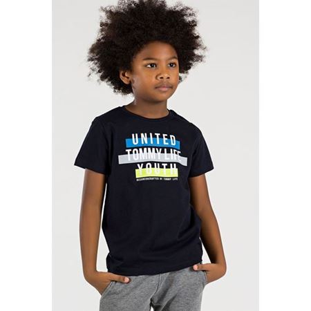 Yazı Baskılı Lacivert Erkek Çocuk T-shirt