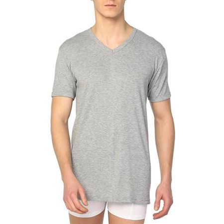 Erkek Gri V Yaka Kısa Kol Fanila