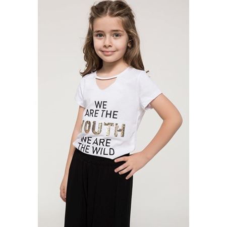 Beyaz Kız Çocuk Baskılı T-Shirt