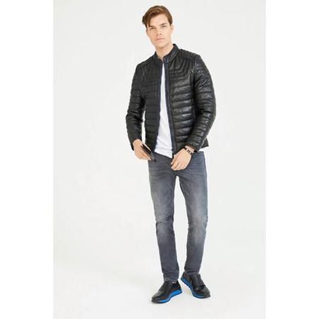 Deri Şişme Siyah Mont