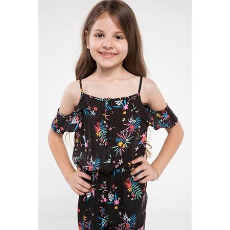 Siyah Genç Kız Desenli Tulum