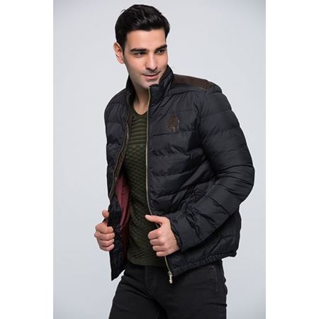 Siyah Omuz Derili Şişme Mont