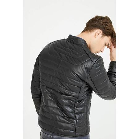 Deri Şişme Siyah Mont