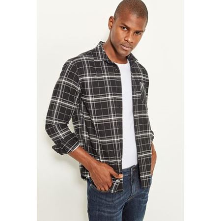 Siyah Ekose Reguler Fit Gömlek