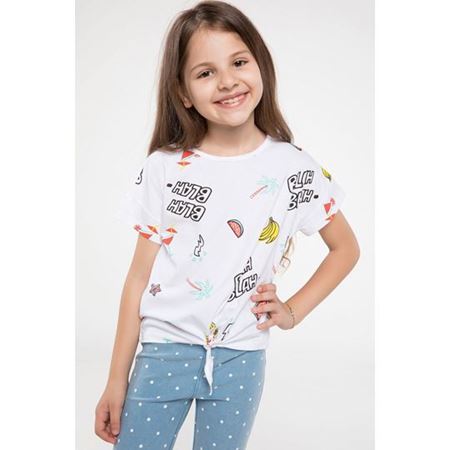 Beyaz Kız Çocuk Baskılı T-Shirt