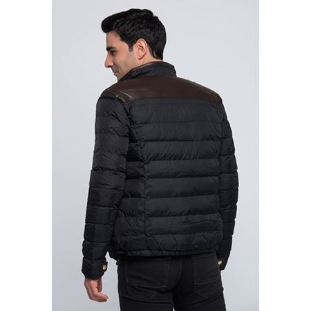 Siyah Omuz Derili Şişme Mont