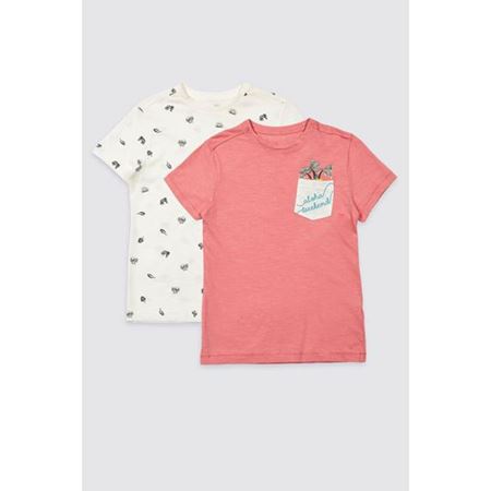 Multi Renk Erkek Çocuk 2'li Saf Pamuklu T-Shirt