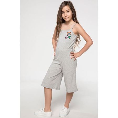 Kız Çocuk Patch Detaylı Askılı Tulum