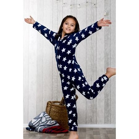 Kız Çocuk Lacivert Yıldız Baskılı Tulum