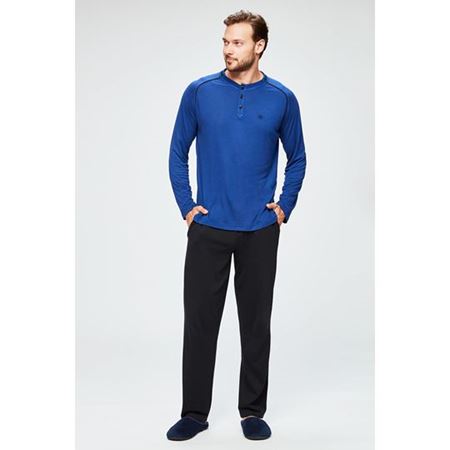 Erkek Saks Mod. O Patlı Paçası Rib. Uzun Kollu Pijama Takımı