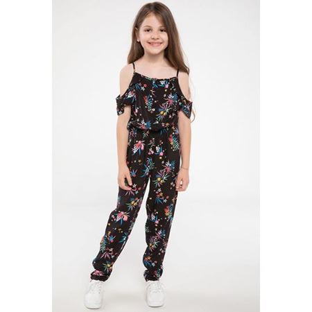 Siyah Genç Kız Desenli Tulum