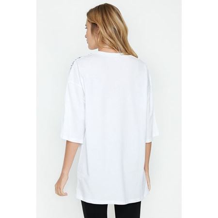 Kadın Beyaz Yazılı Baskılı Tunik