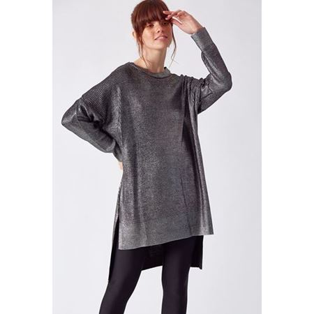 Triko Tunik Gri-Siyah