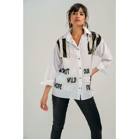 Beyaz Payetli Gömlek