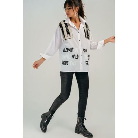 Beyaz Payetli Gömlek