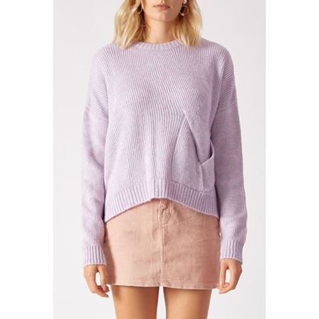 Örgü Detaylı Kazak Lila