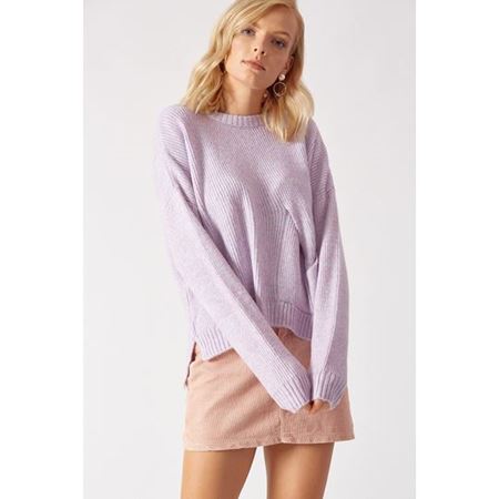 Örgü Detaylı Kazak Lila