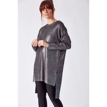 Triko Tunik Gri-Siyah