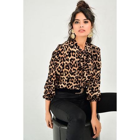 Camel Leopar Desenli Gömlek
