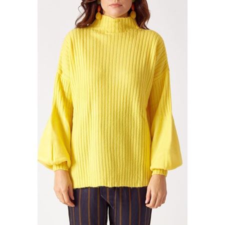 Balon Kol Triko Sarı