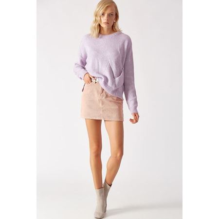 Örgü Detaylı Kazak Lila