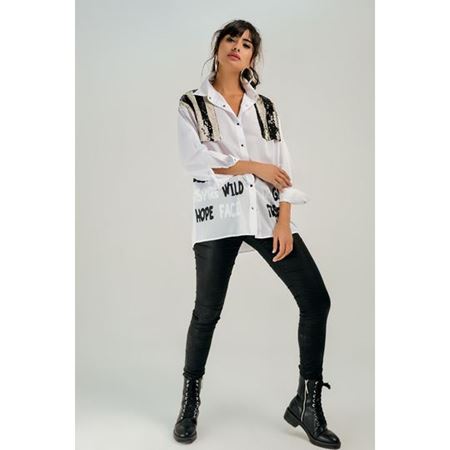 Beyaz Payetli Gömlek