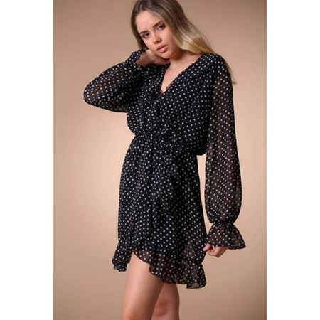 Volan Detaylı Elbise Siyah